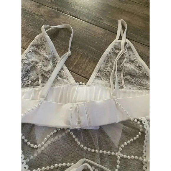 NWT Shirley Of Hollywood White Chemish Stretch Mesh Lingerie Size Large - Picture 6 of 8